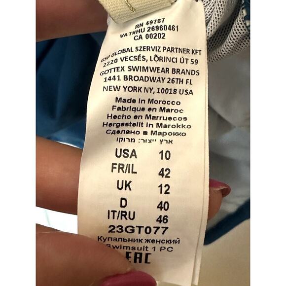 Gottex Golden Touch Teal Wireless Strapless One Piece Swimsuit Women's 10 NWT - Picture 5 of 8